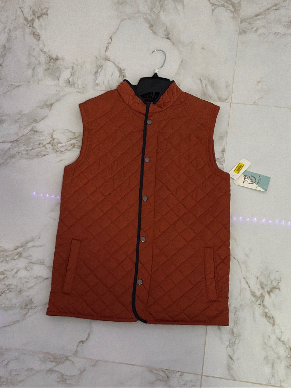 Class Club Quilted Vest in Rust with Contrast Trim